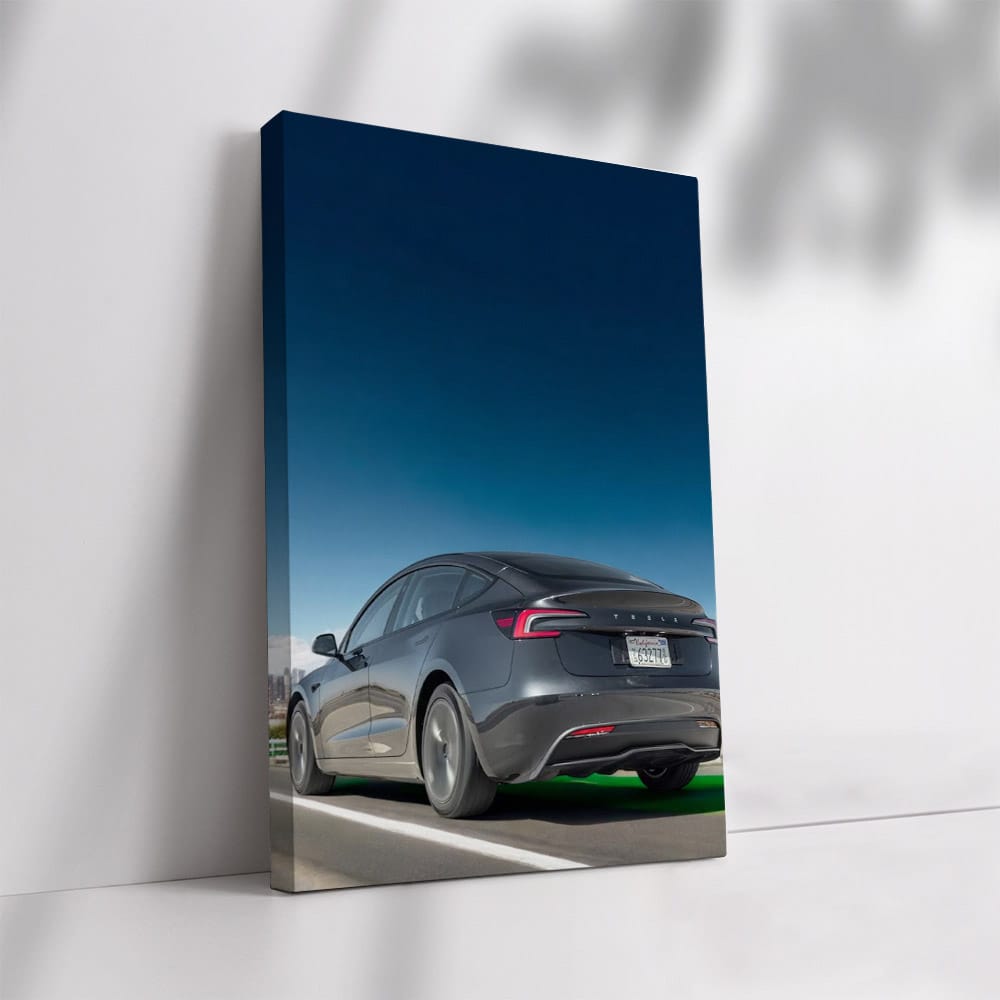 Tesla Model 3 with Urban Skyline - Elegance Meets Innovation