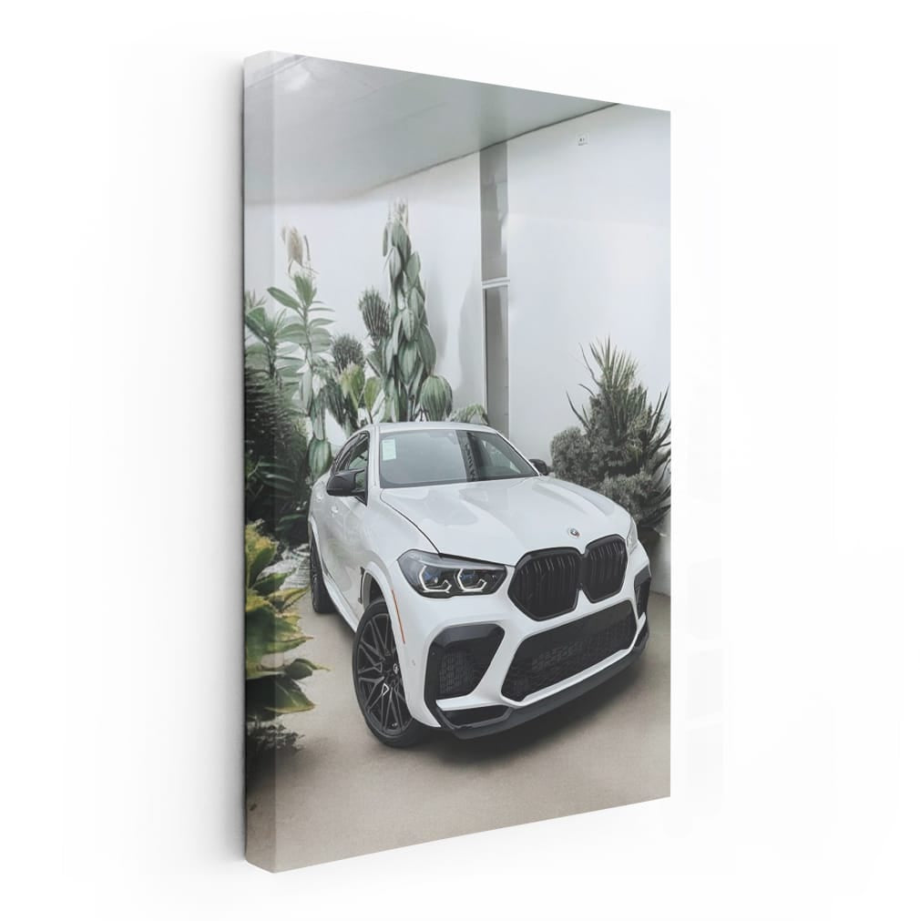 Sleek White BMW X6M Amidst Foliage - Power Meets Elegance