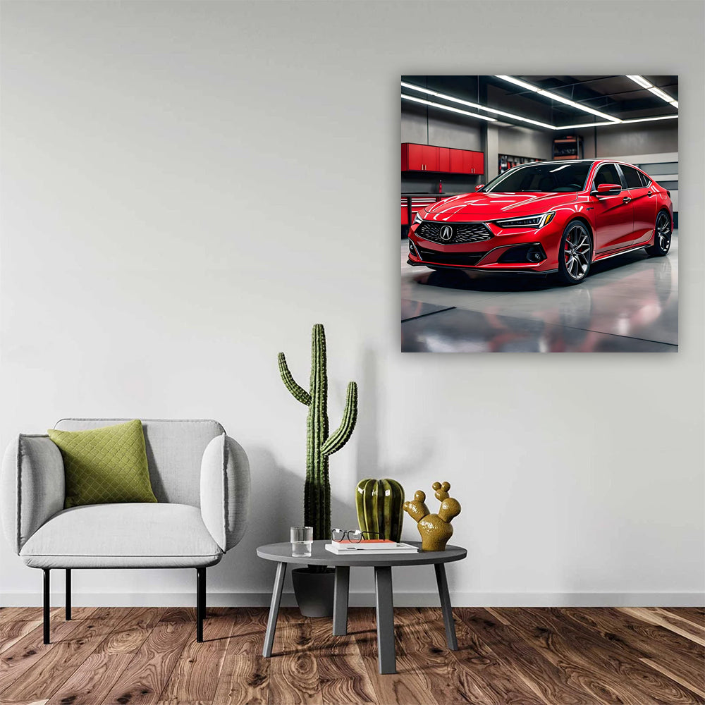 Acura TLX Type S in Red Parked in Garage - Sporty Elegance