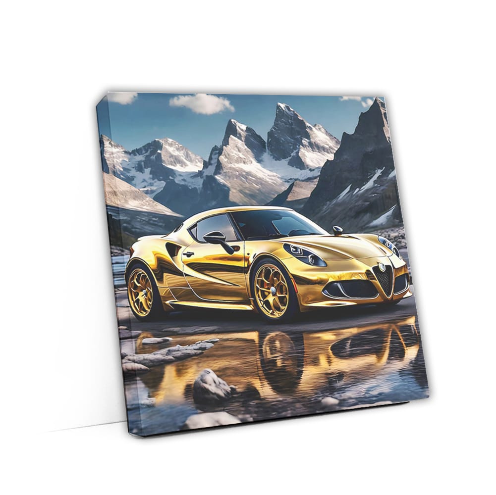 Gold Alfa Romeo 4C Ascends Mountain - Elegance Meets Power