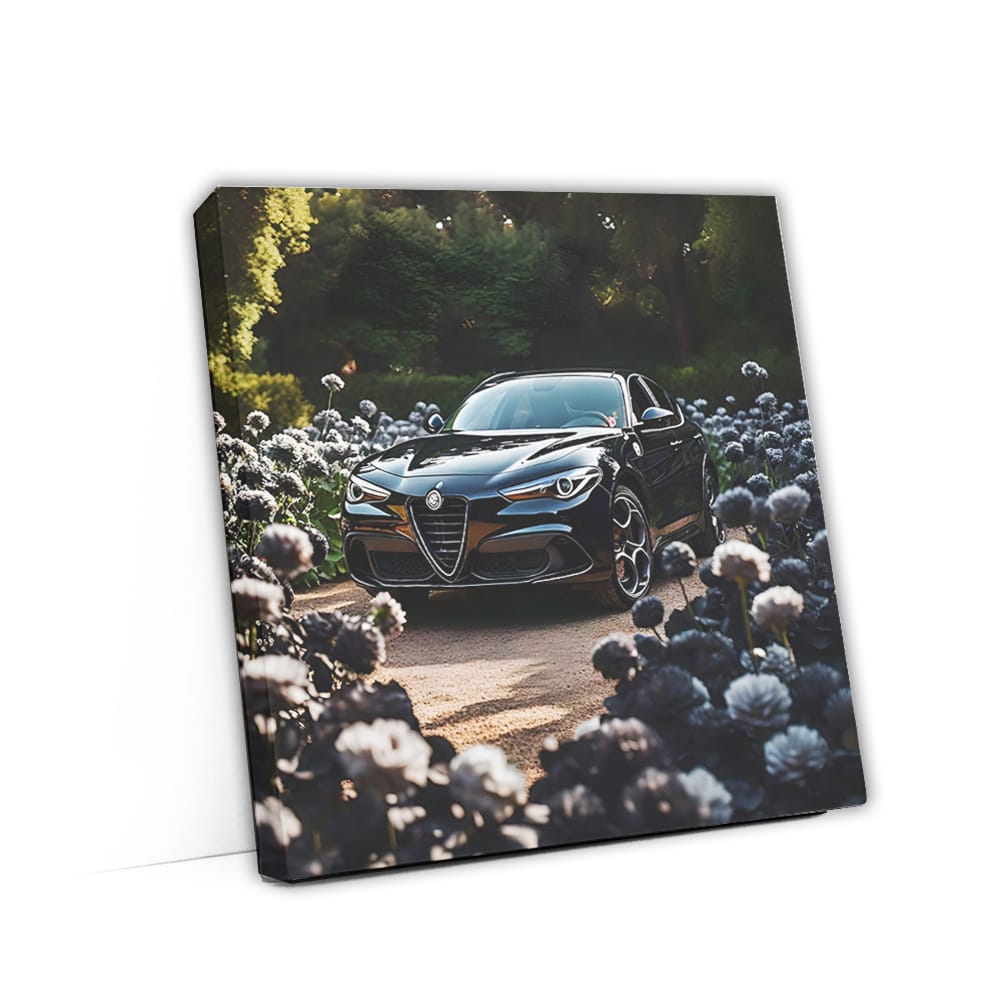 Alfa Romeo Stelvio Quadrifoglio Amid Flowers - Power Unleashed