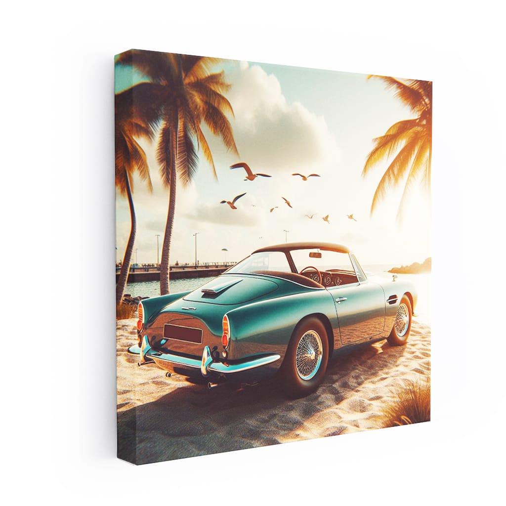 Vintage Aston Martin on Beach - Classic Elegance in Motion