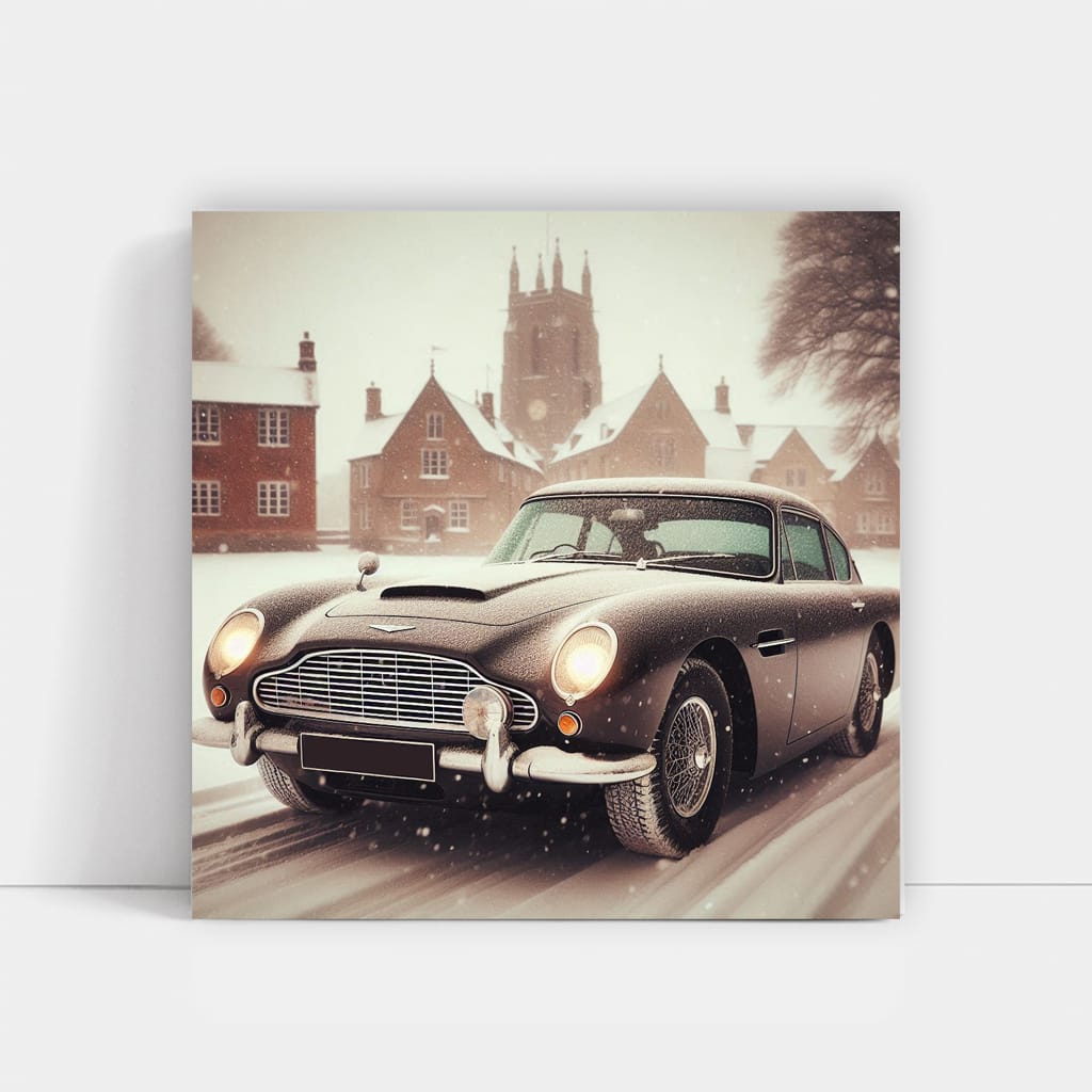 Vintage Aston Martin in Snowfall - Timeless Elegance