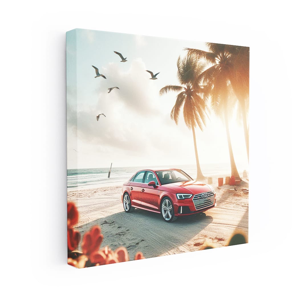Audi A3 on Sandy Shore - Sleek and Stylish Ride