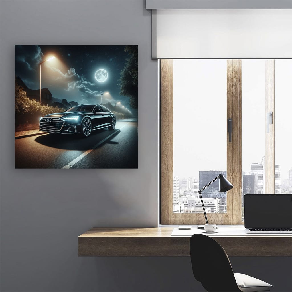 Audi A8 Night Drive - Sleek Luxury Under Moonlight
