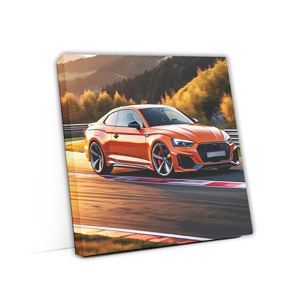 Vibrant Orange Audi RS5 on Track - Speed and Style Embodied