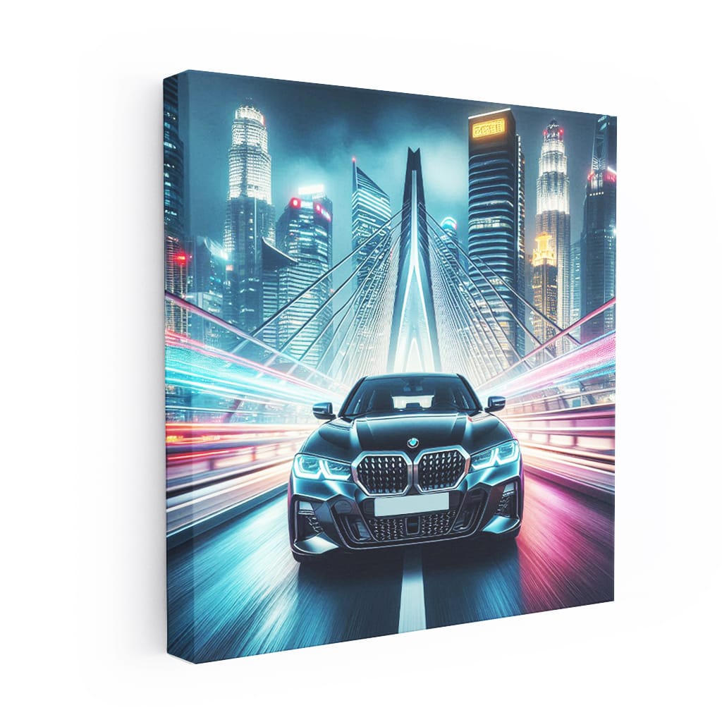 BMW 3 Series on Bridge at Night: Elegance in Motion