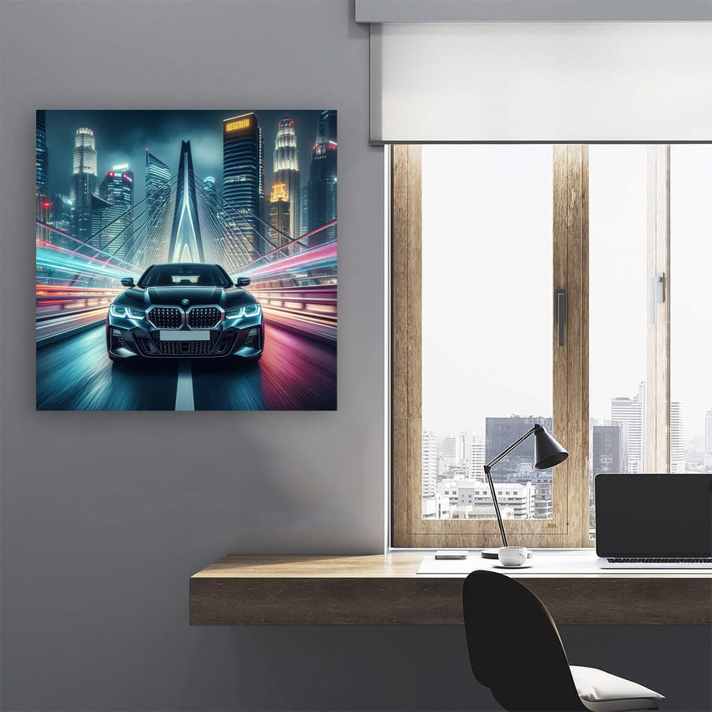 BMW 3 Series on Bridge at Night: Elegance in Motion