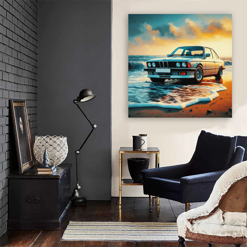 Vintage BMW E24 6 Series on Beachfront - Timeless Elegance