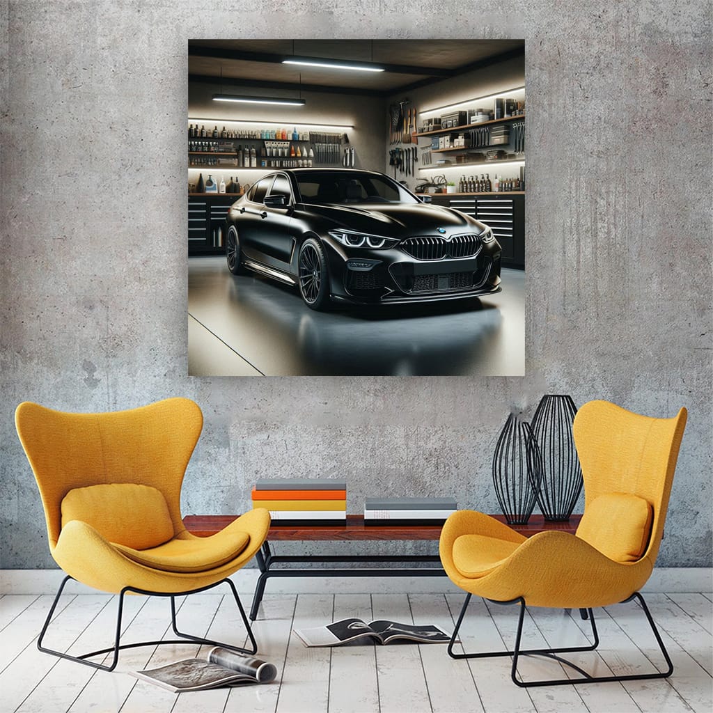 Black BMW in Garage - Elegant and Powerful Design