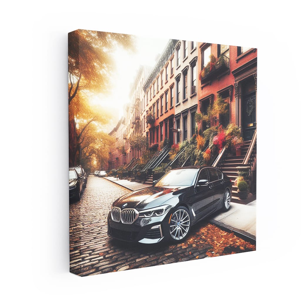 Sleek Black BMW on New York Streets - Elegance in Motion