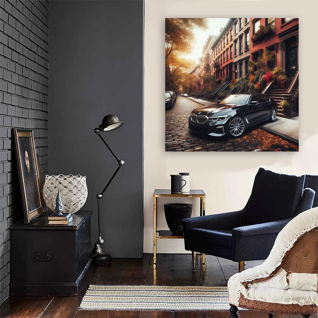 Sleek Black BMW on New York Streets - Elegance in Motion