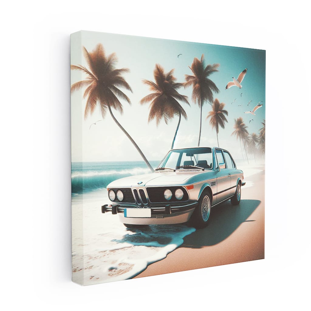Classic BMW Coupe on Beach - Timeless Elegance