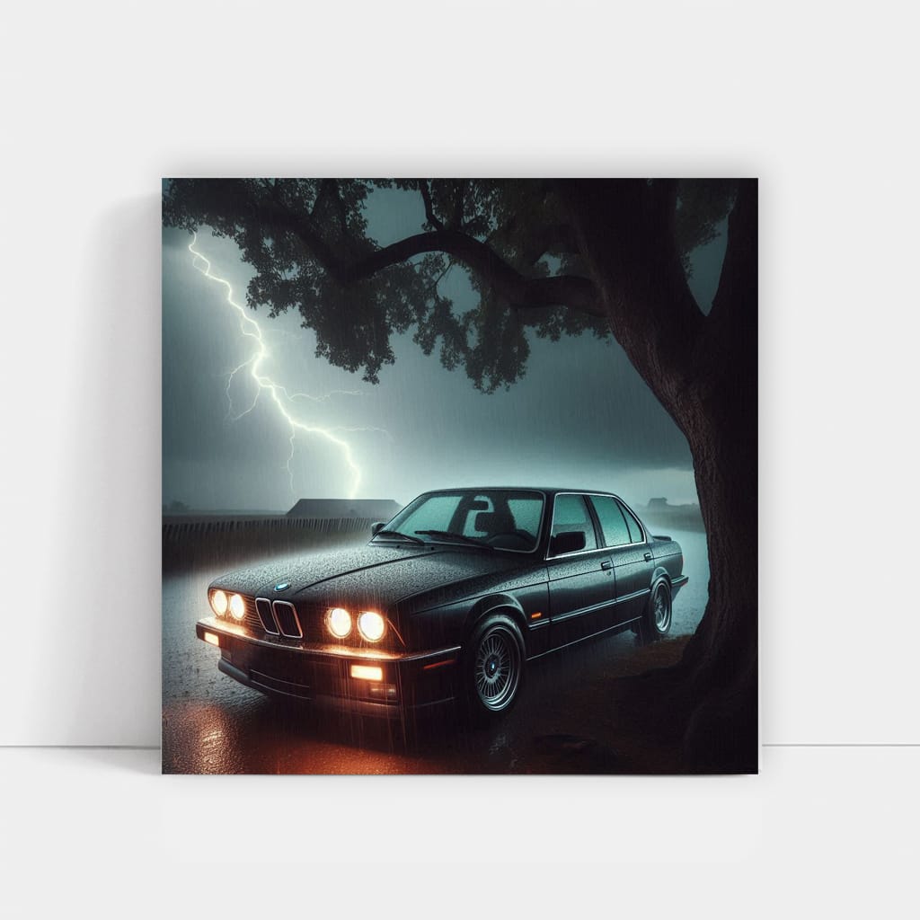 BMW E30 Amidst Thunderstorm - Classic Power and Elegance