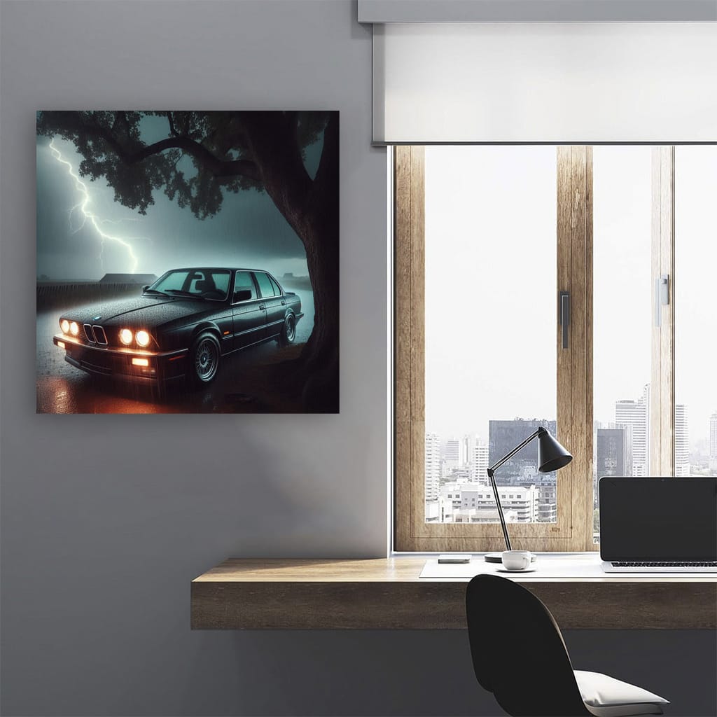 BMW E30 Amidst Thunderstorm - Classic Power and Elegance