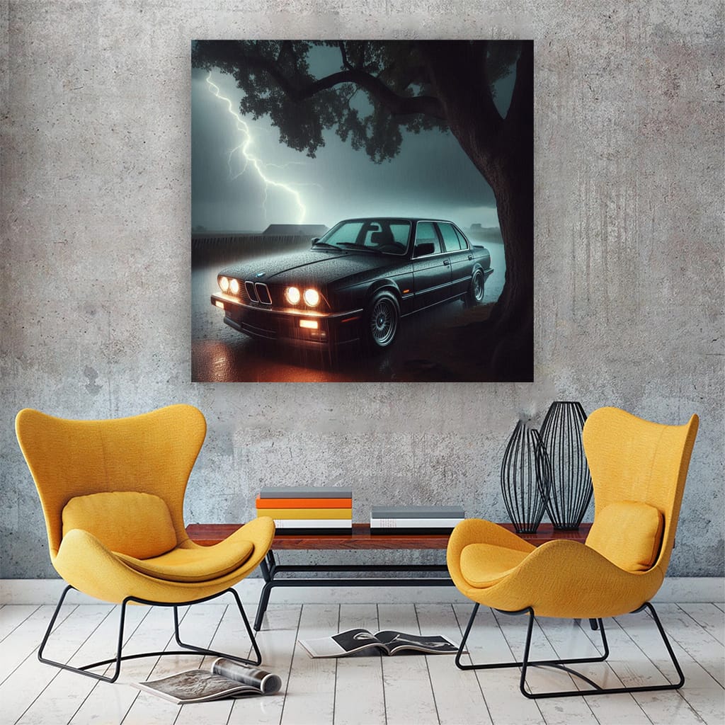 BMW E30 Amidst Thunderstorm - Classic Power and Elegance