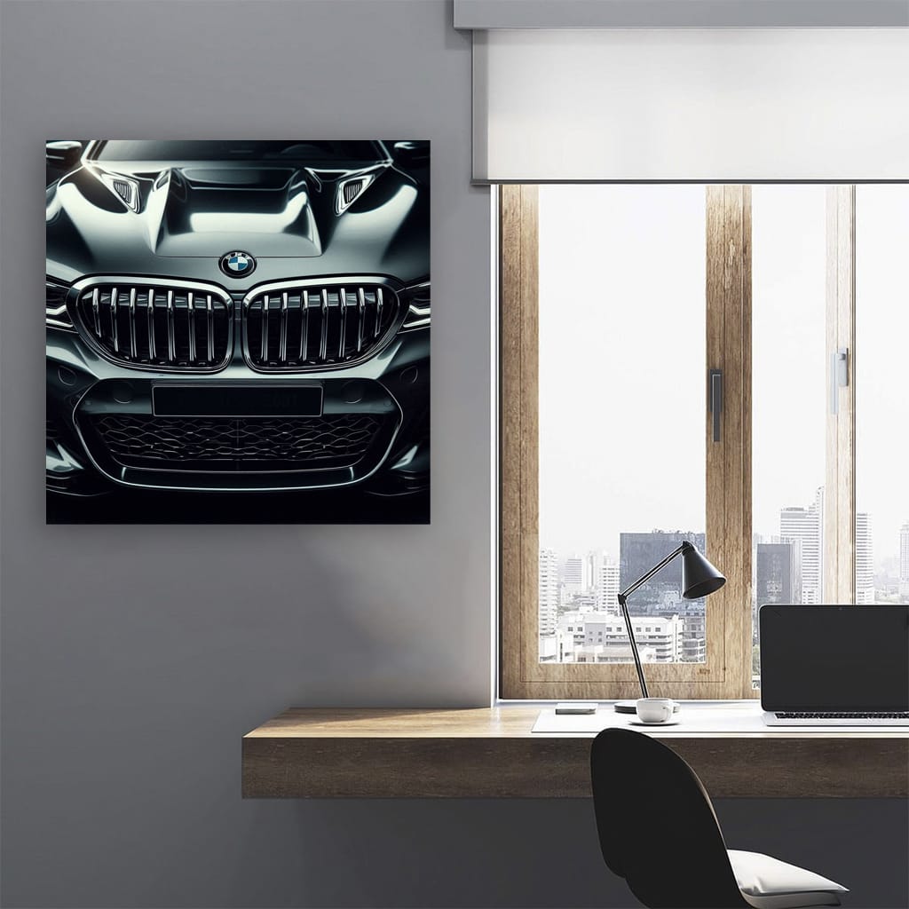 Front View of Black BMW - Sleek Elegance in Motion