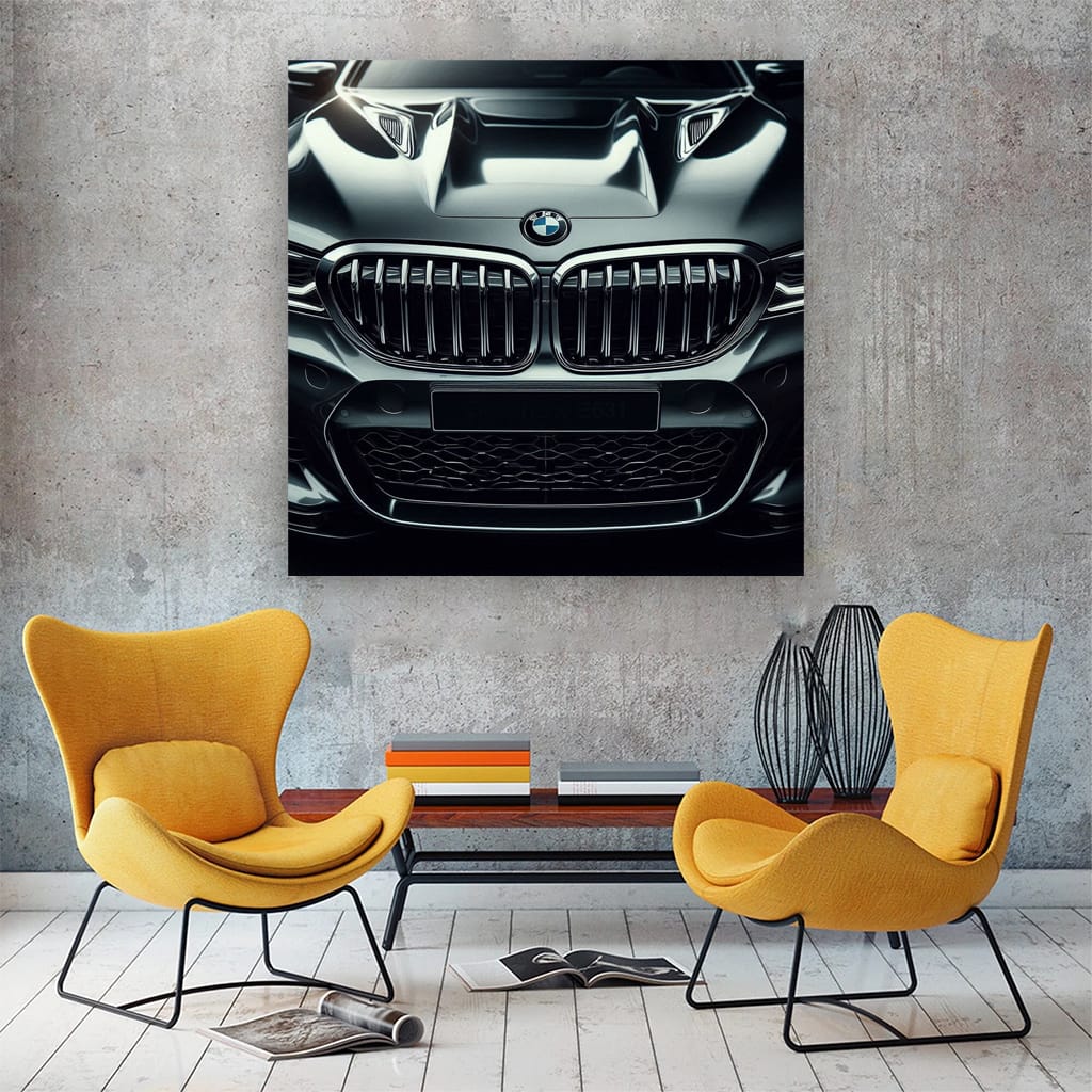 Front View of Black BMW - Sleek Elegance in Motion