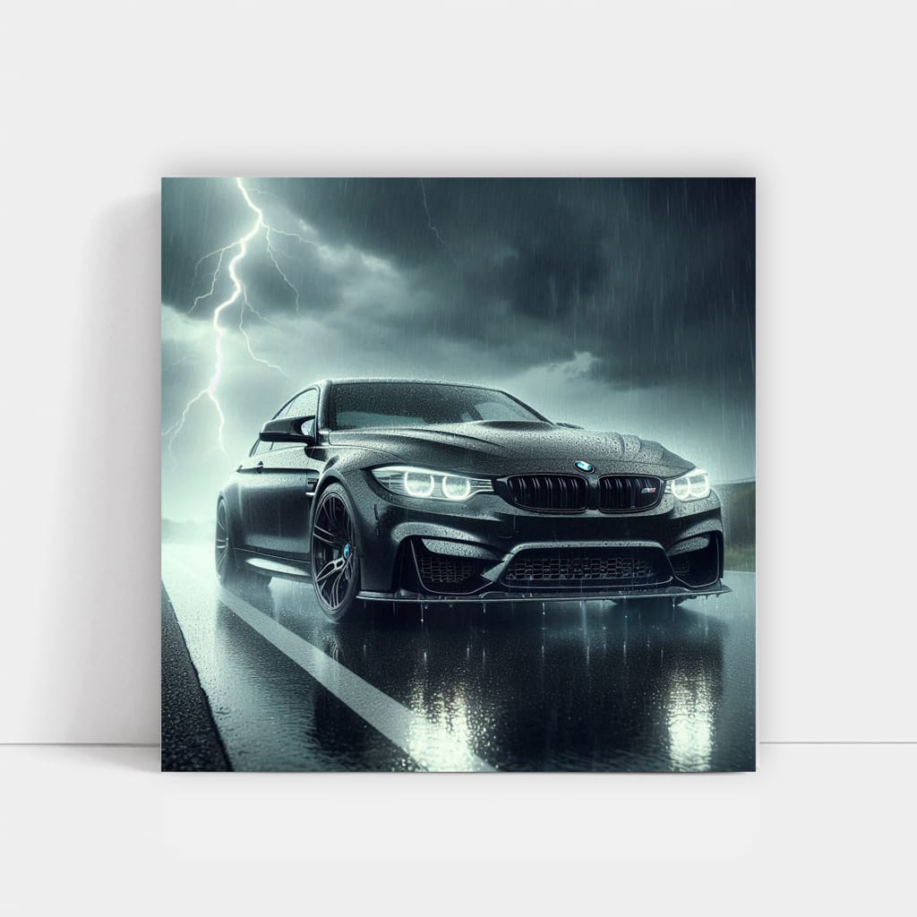Black BMW M3 in Thunderstorm - Power Meets Elegance