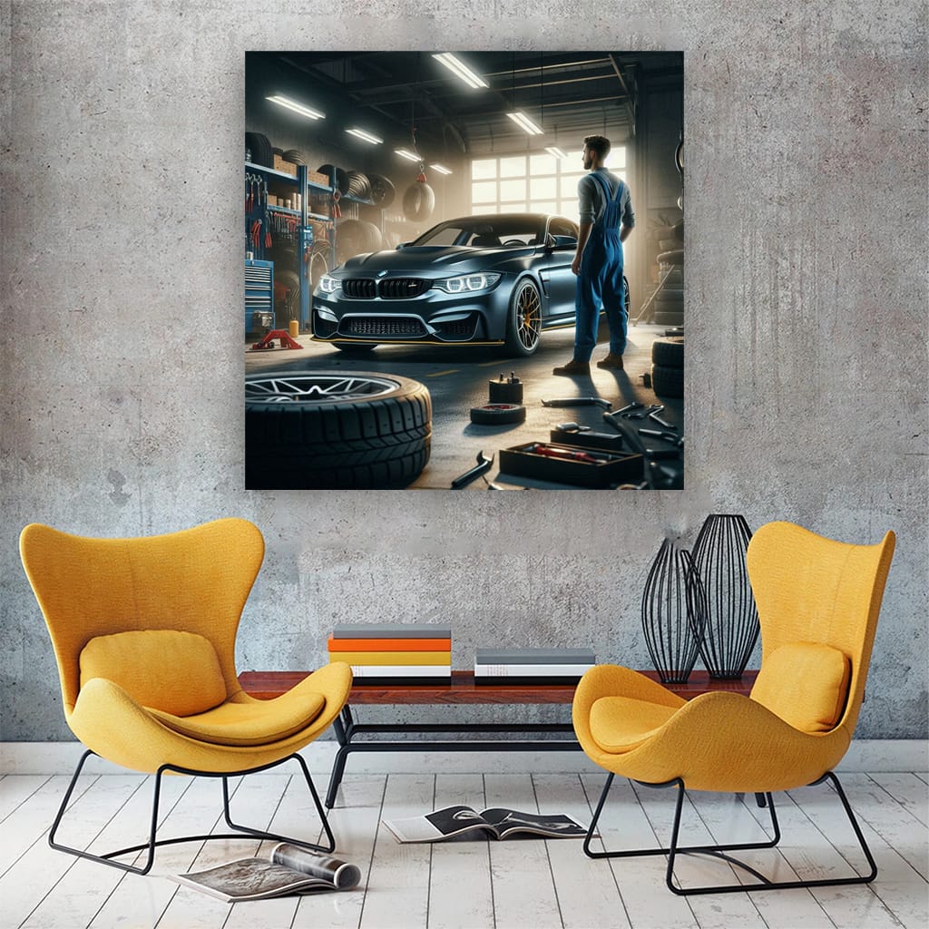 BMW M4 in Garage - Sleek, Powerful, and Stylish Performance