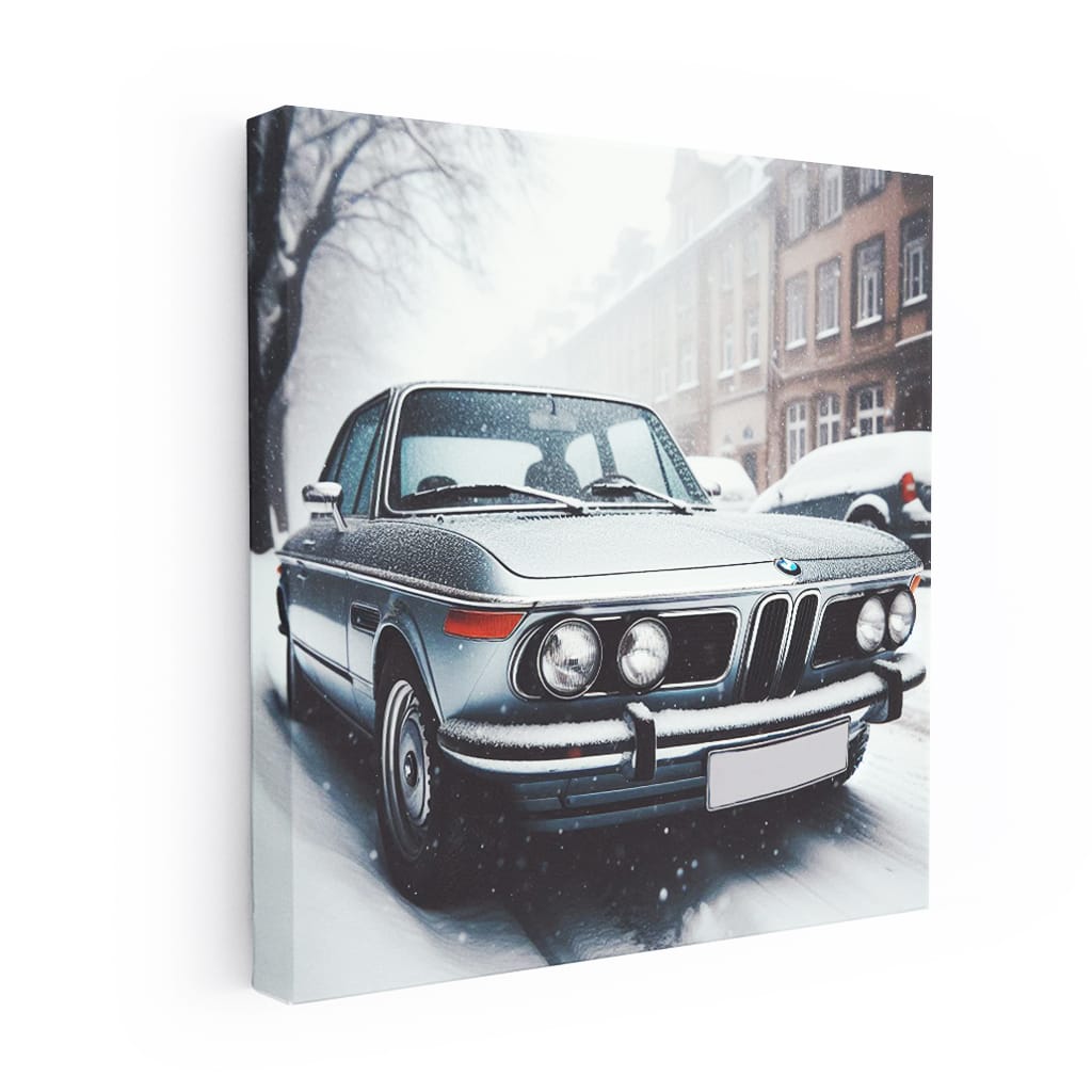 Vintage BMW in Snowfall - Classic Elegance and Style