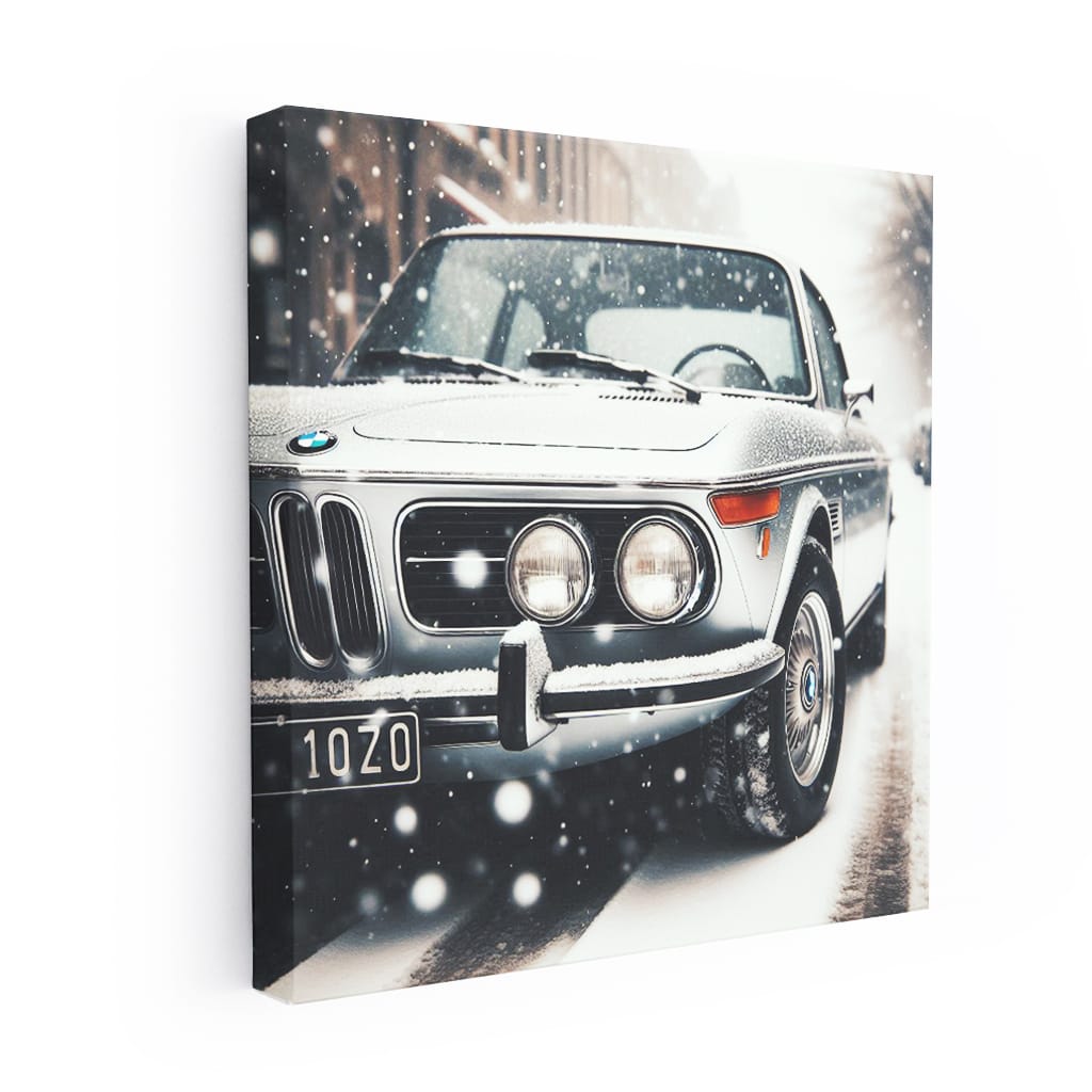 Vintage BMW in Snowfall - Classic Elegance in Motion