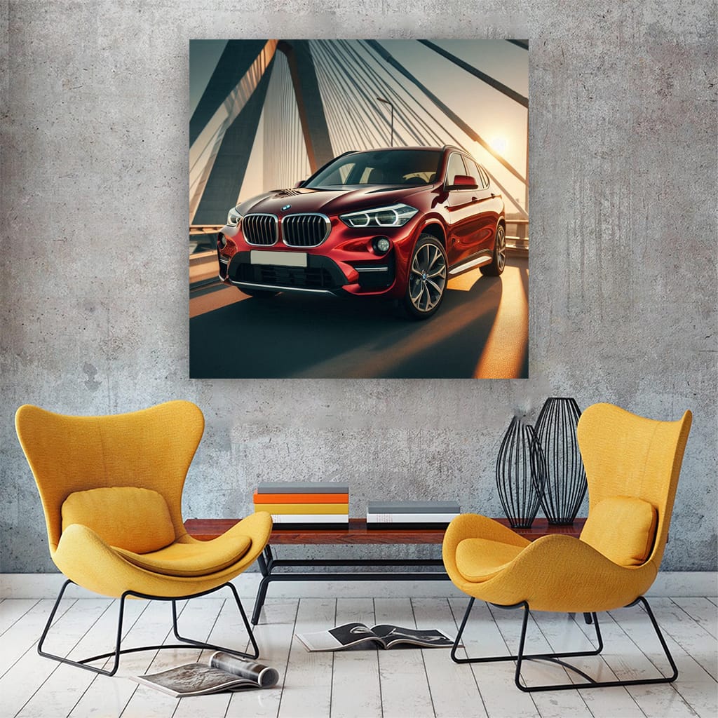 Red BMW X3 at Bridge - Power and Elegance in Motion