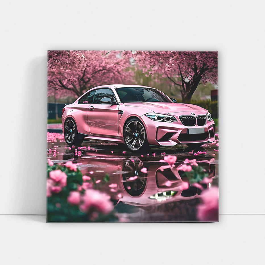Pink BMW M2 in Floral Setting - Sporty Elegance
