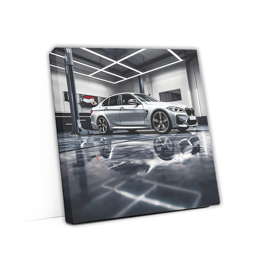 Sleek Silver BMW M3 Parked in Garage - Luxury Meets Performance