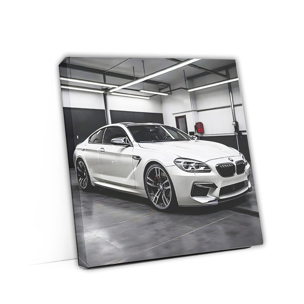 White BMW M6 Parked in Garage - Sporty Elegance