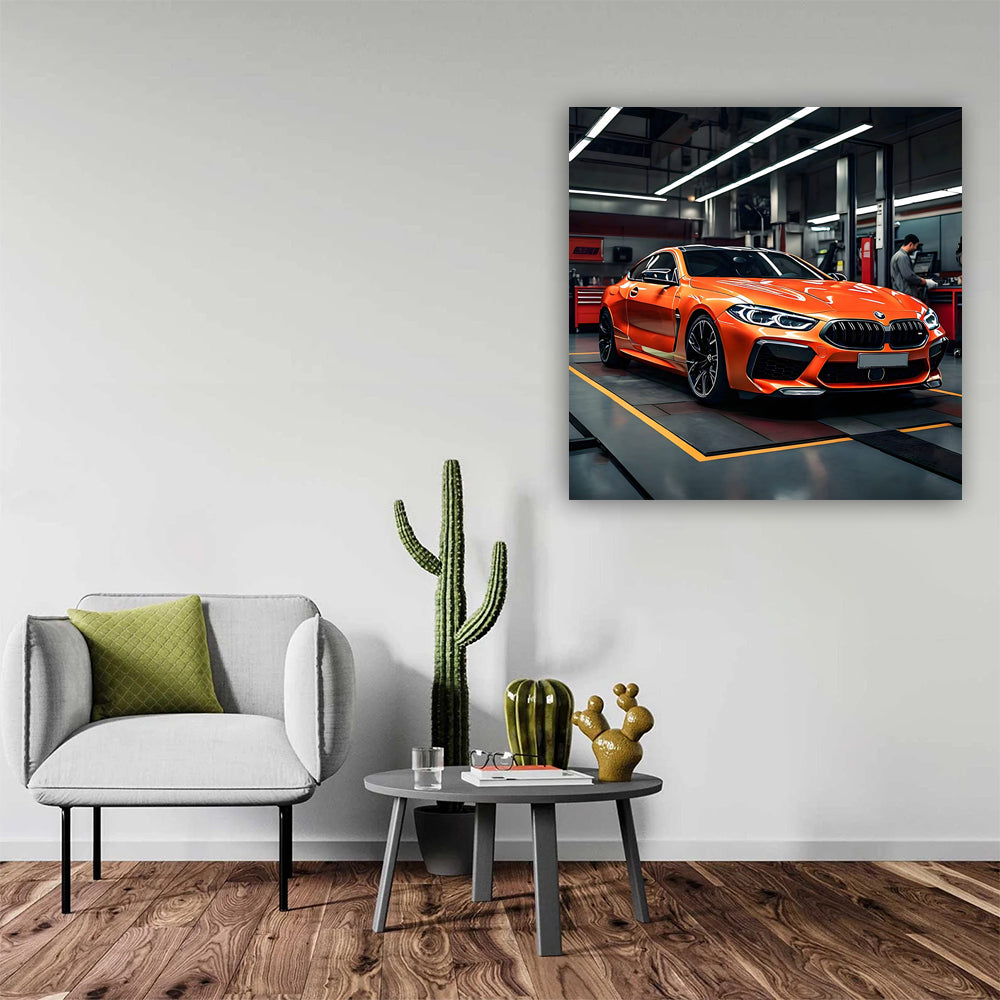 Orange BMW M8 in Auto Service - Luxury and Performance