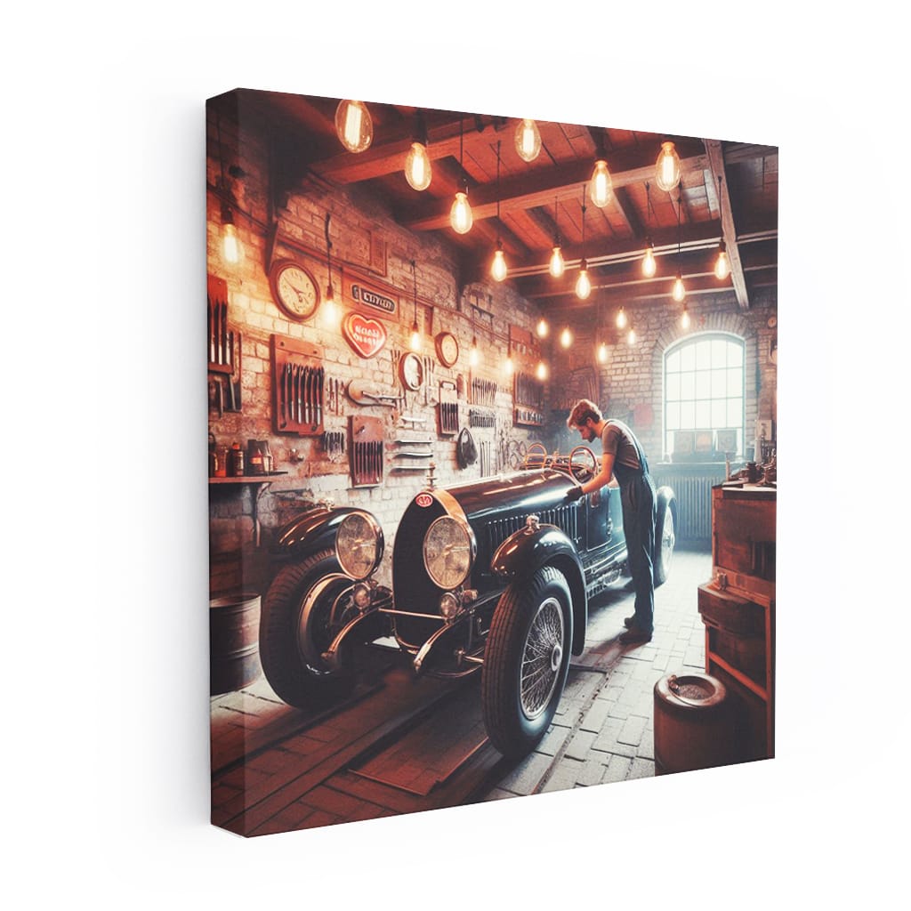 Vintage Bugatti in Classic Garage - Timeless Elegance