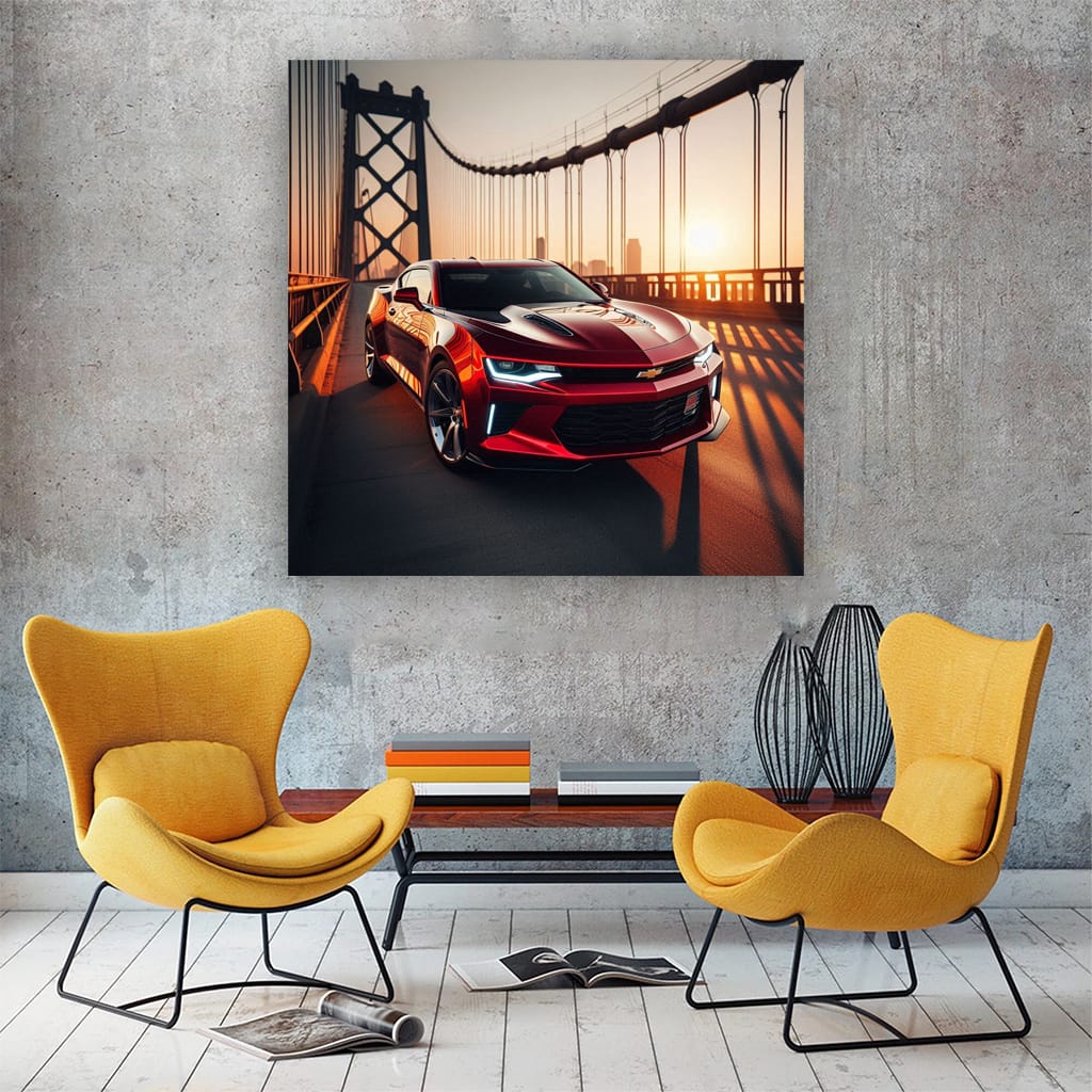Chevrolet Camaro on Bridge - Bold, Dynamic, Iconic