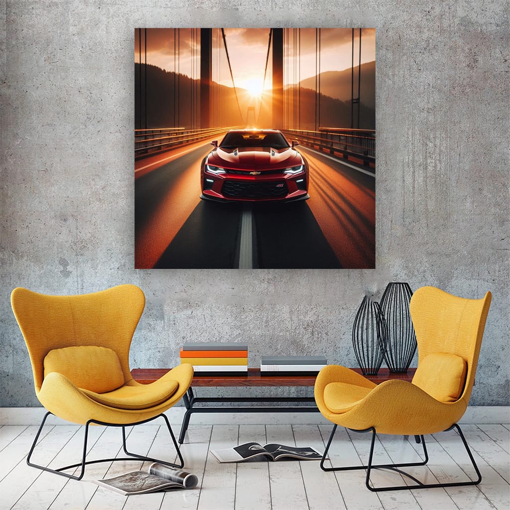 Chevrolet Camaro on Bridge - Bold and Dynamic Ride