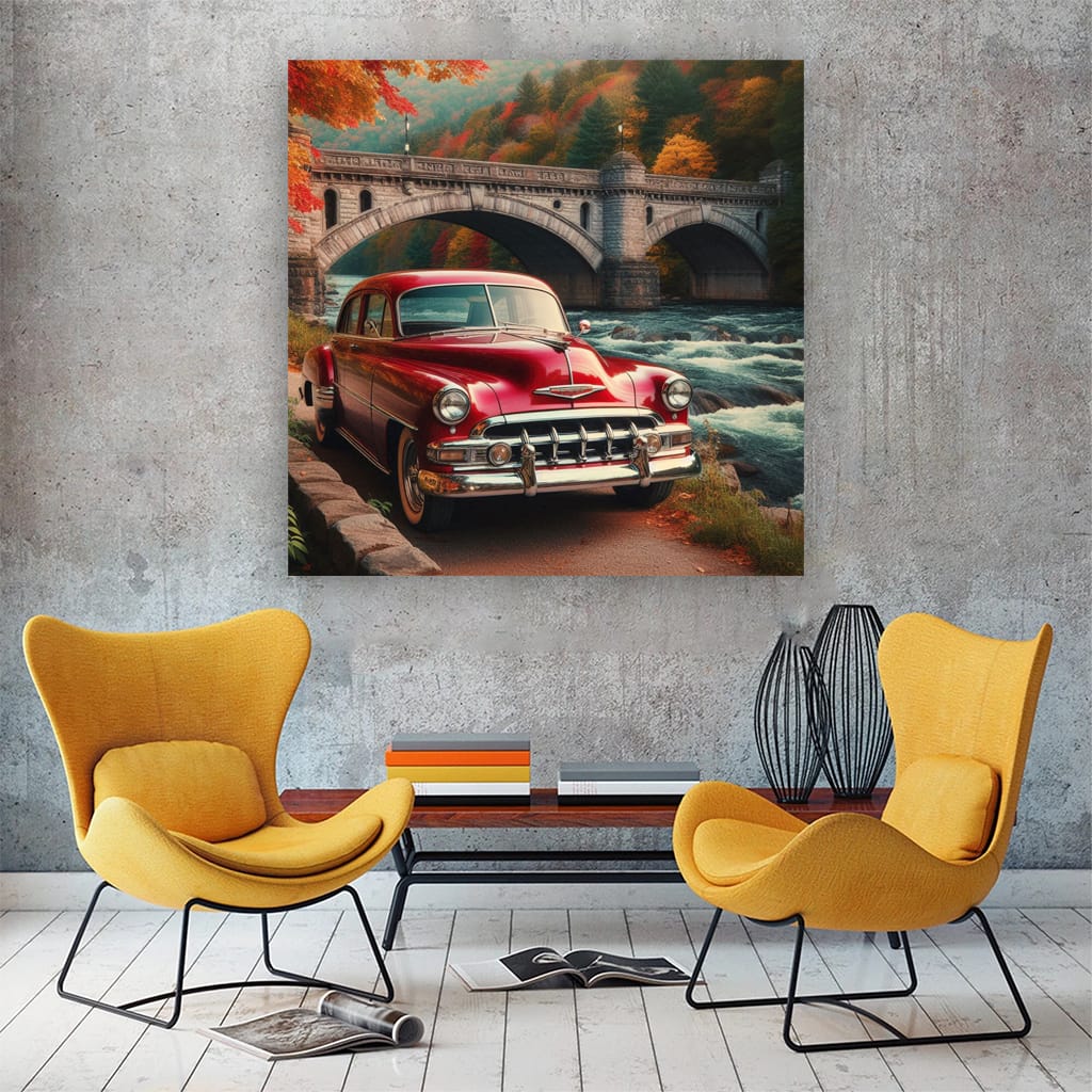 Vintage Chevrolet on Bridge - Timeless Classic Beauty