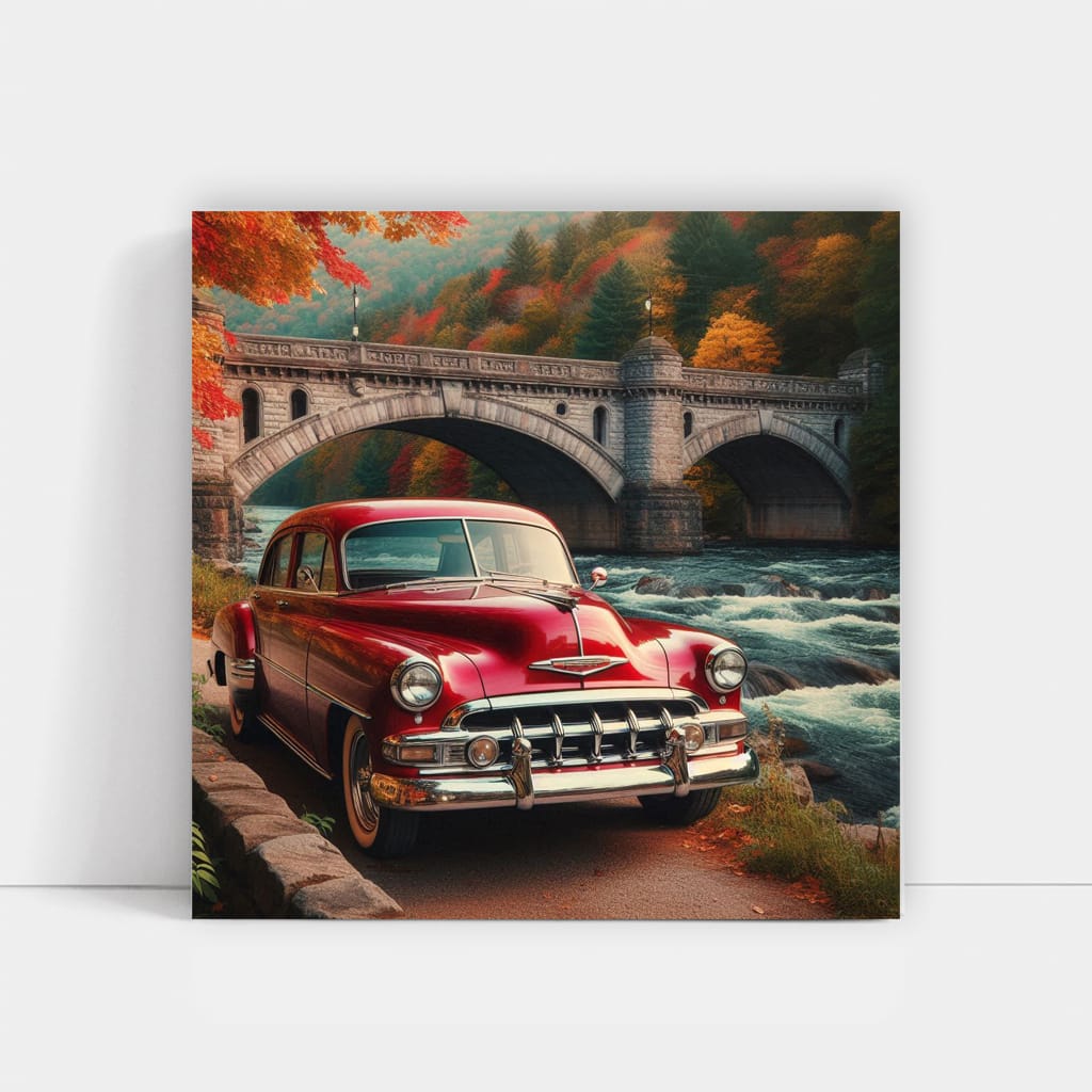 Vintage Chevrolet on Bridge - Timeless Classic Beauty