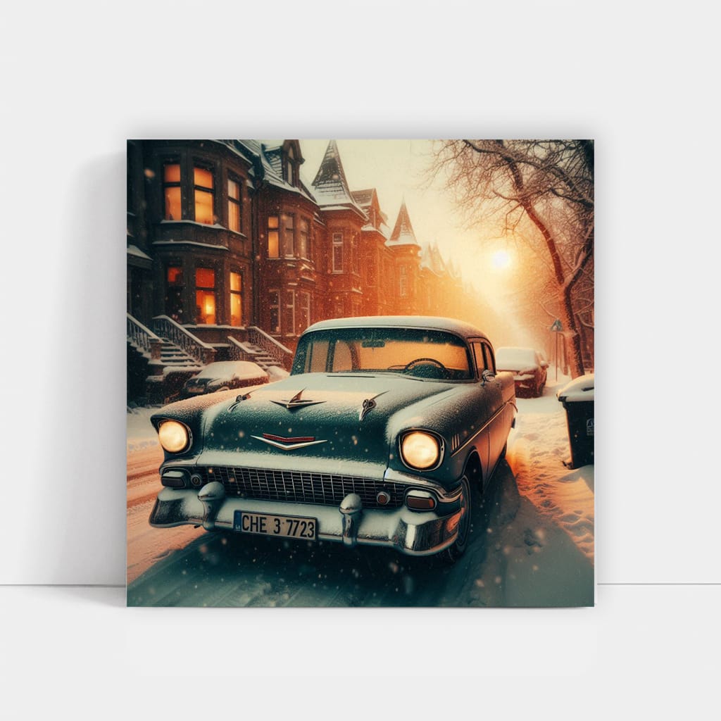 Retro Chevrolet in Snowfall - Classic Elegance on Wheels