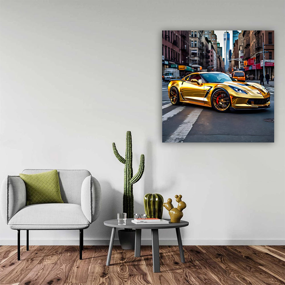 Gold Chevrolet Corvette Stingray in NYC - Pure Power and Elegance
