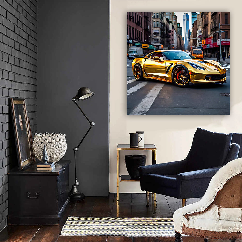Gold Chevrolet Corvette Stingray in NYC - Pure Power and Elegance