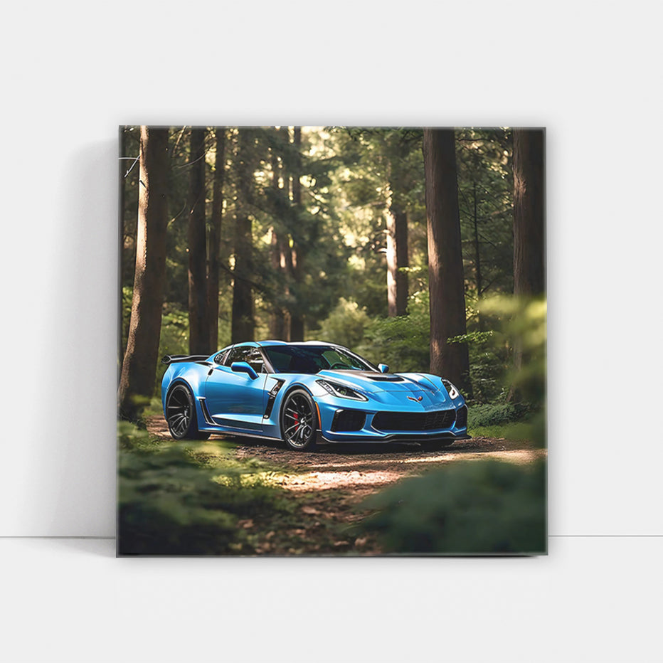 Blue Chevrolet Corvette Z06 in Forest - Speed and Elegance