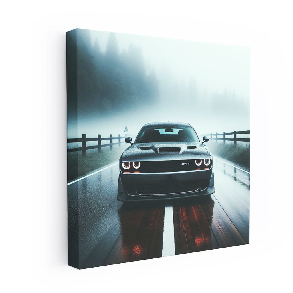 Dodge Challenger SRT Hellcat in Fog - Power Unleashed