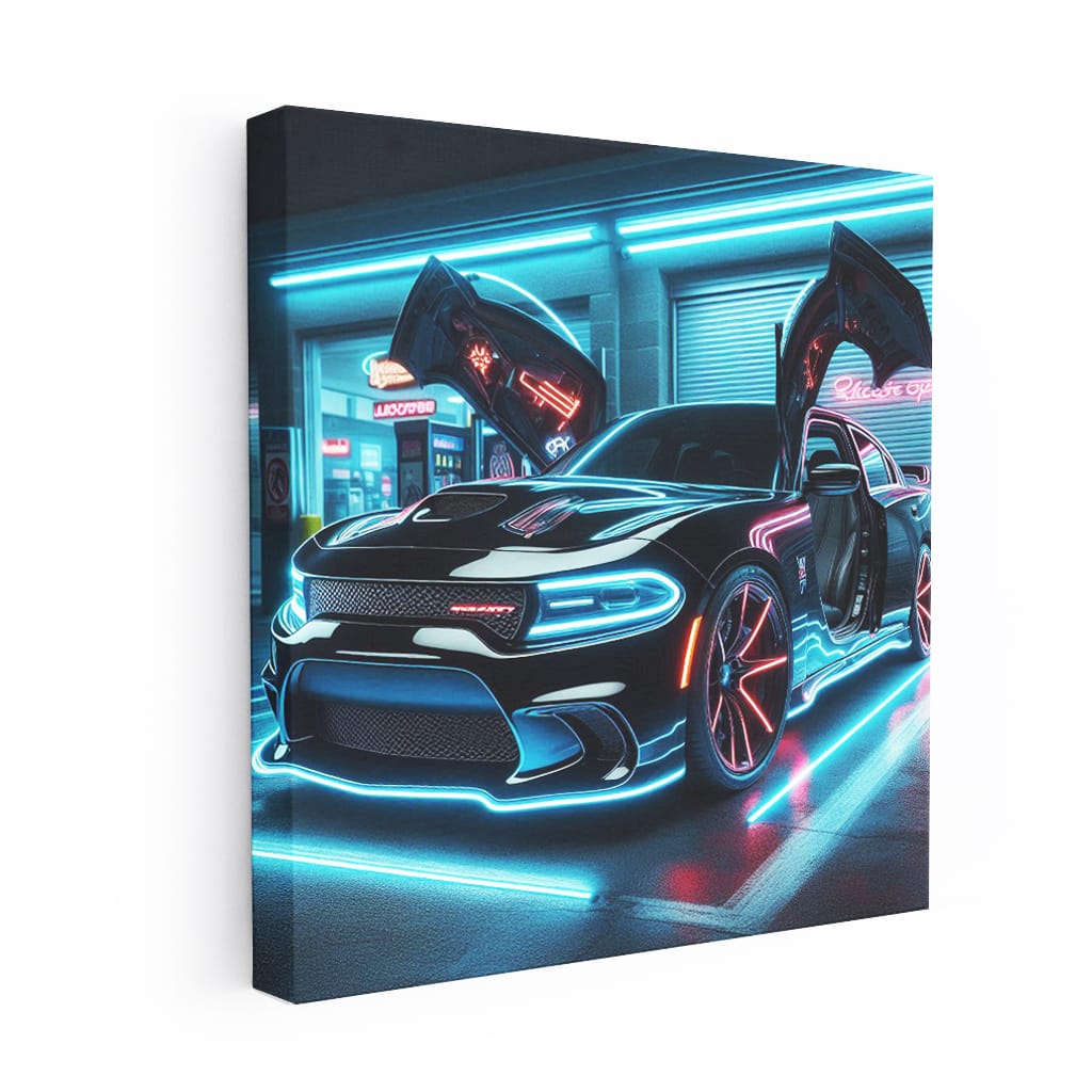 Neon Dodge Charger SRT Hellcat - Unleash Beast