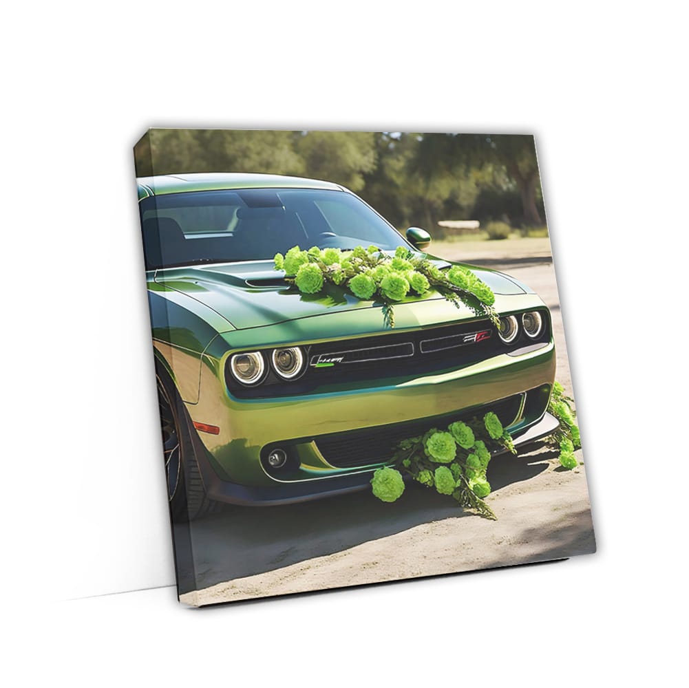 Green Dodge Challenger SRT Hellcat with Floral Touch - Power Unleashed