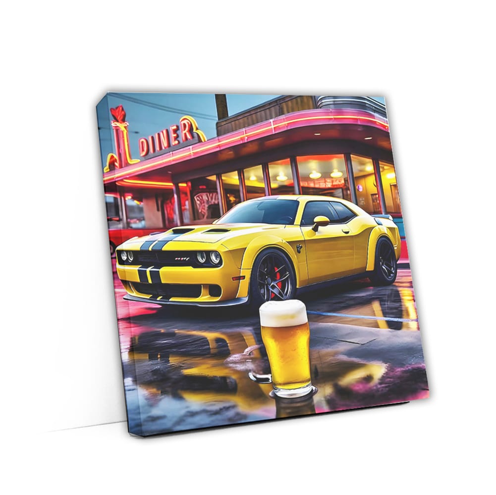 Yellow Dodge Challenger SRT Hellcat with Beer - Pure Power