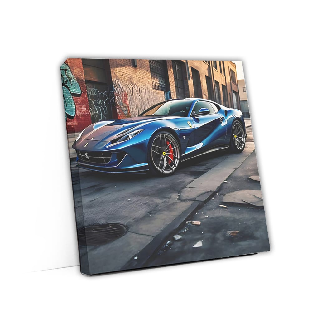 Blue Ferrari 812 Superfast in Urban Setting - Speed Redefined