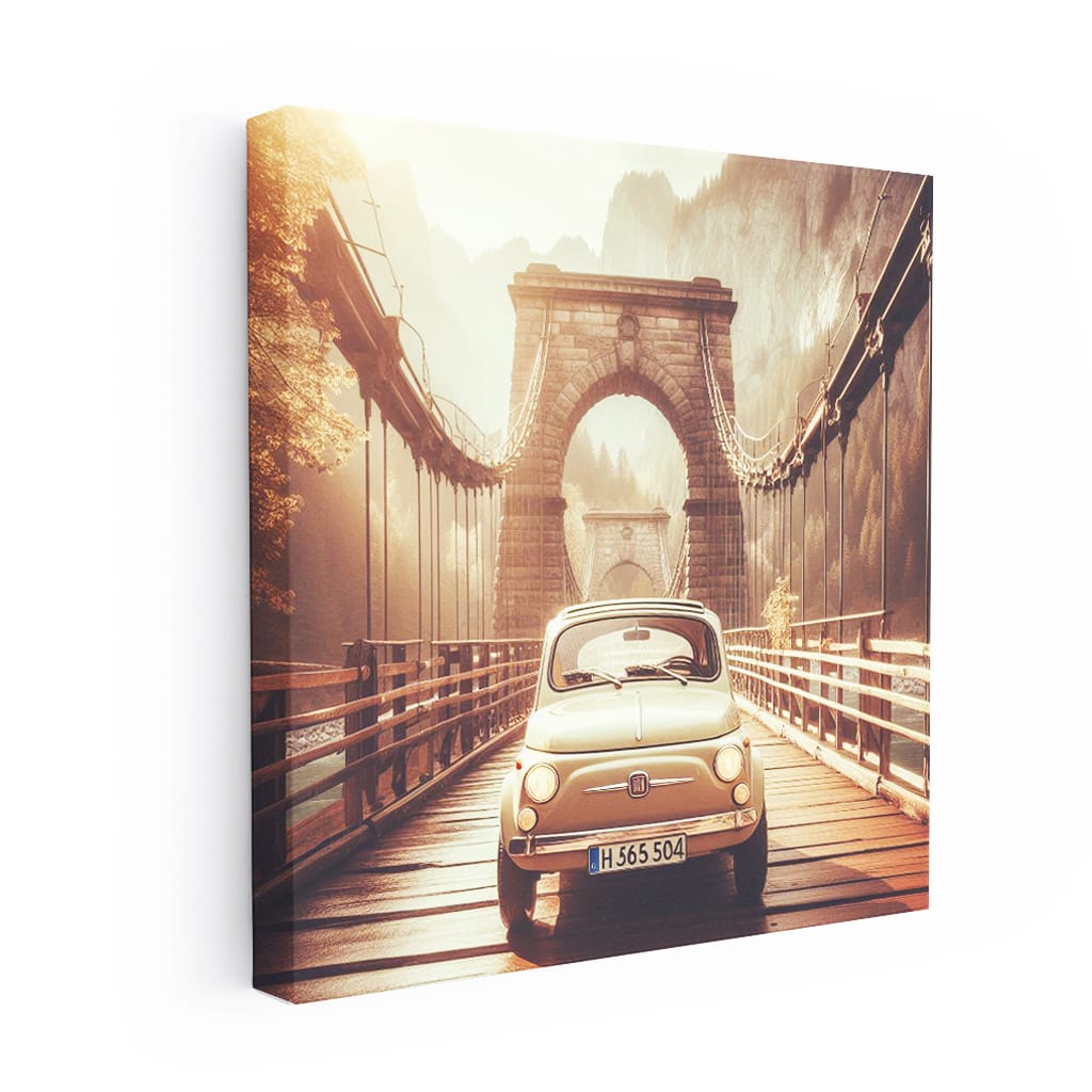 Retro Fiat Over Bridge - Vintage Style, Timeless Charm