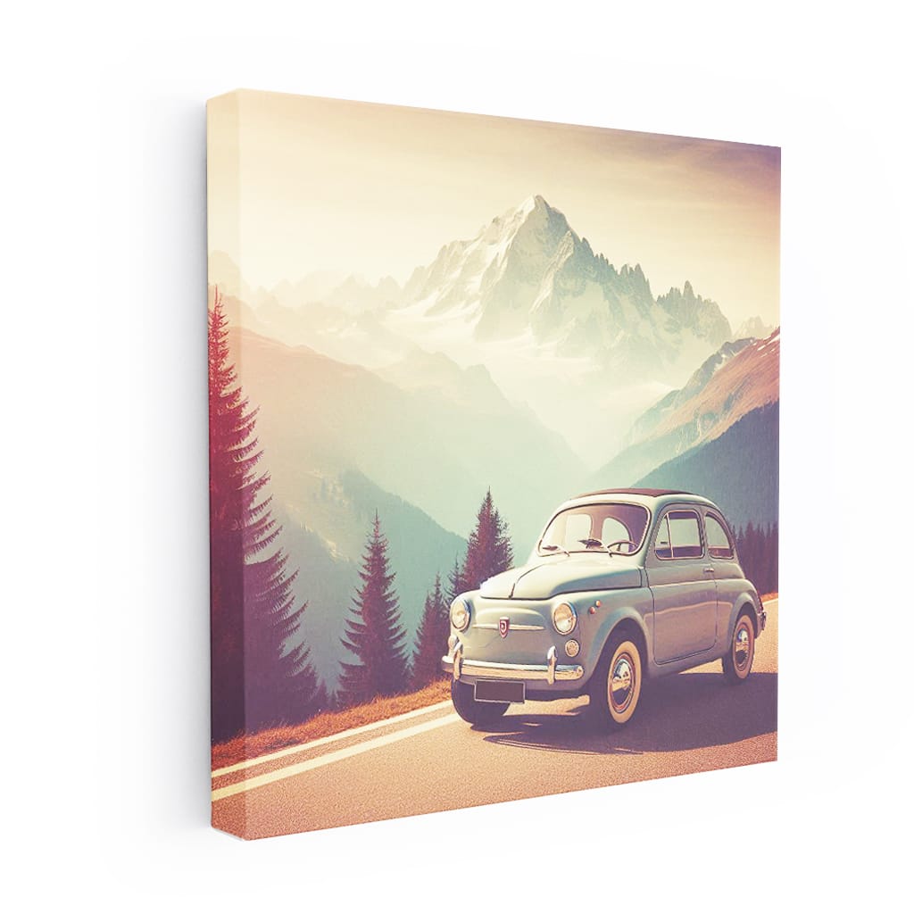 Vintage Fiat in Mountains - Classic Retro Charm