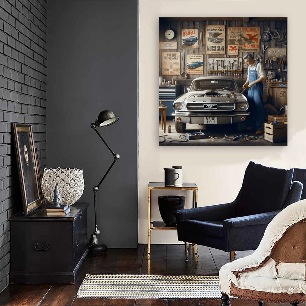 Vintage Ford in Retro Garage - Classic Charm Revived