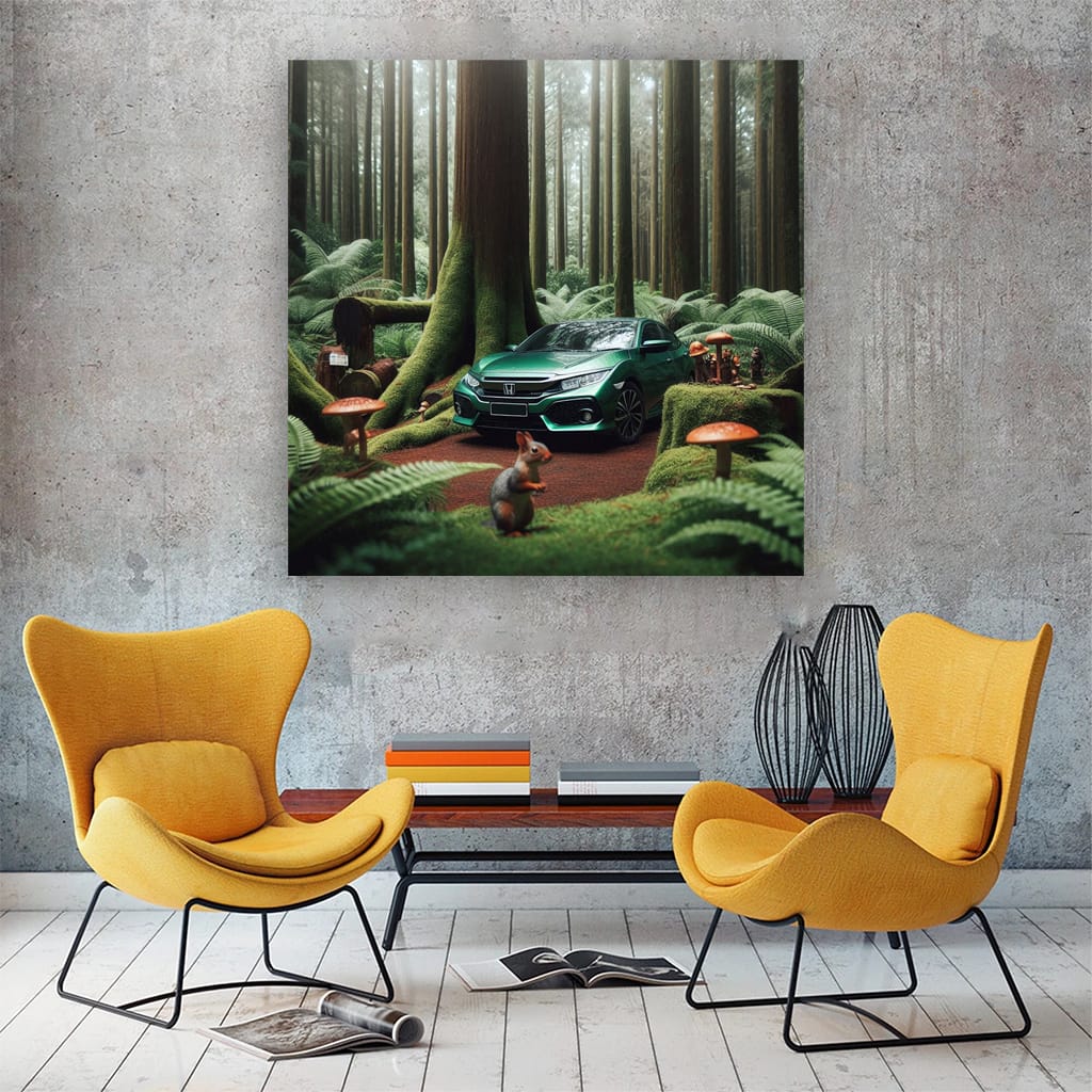 Honda Civic in Forest - Sleek and Efficient Ride