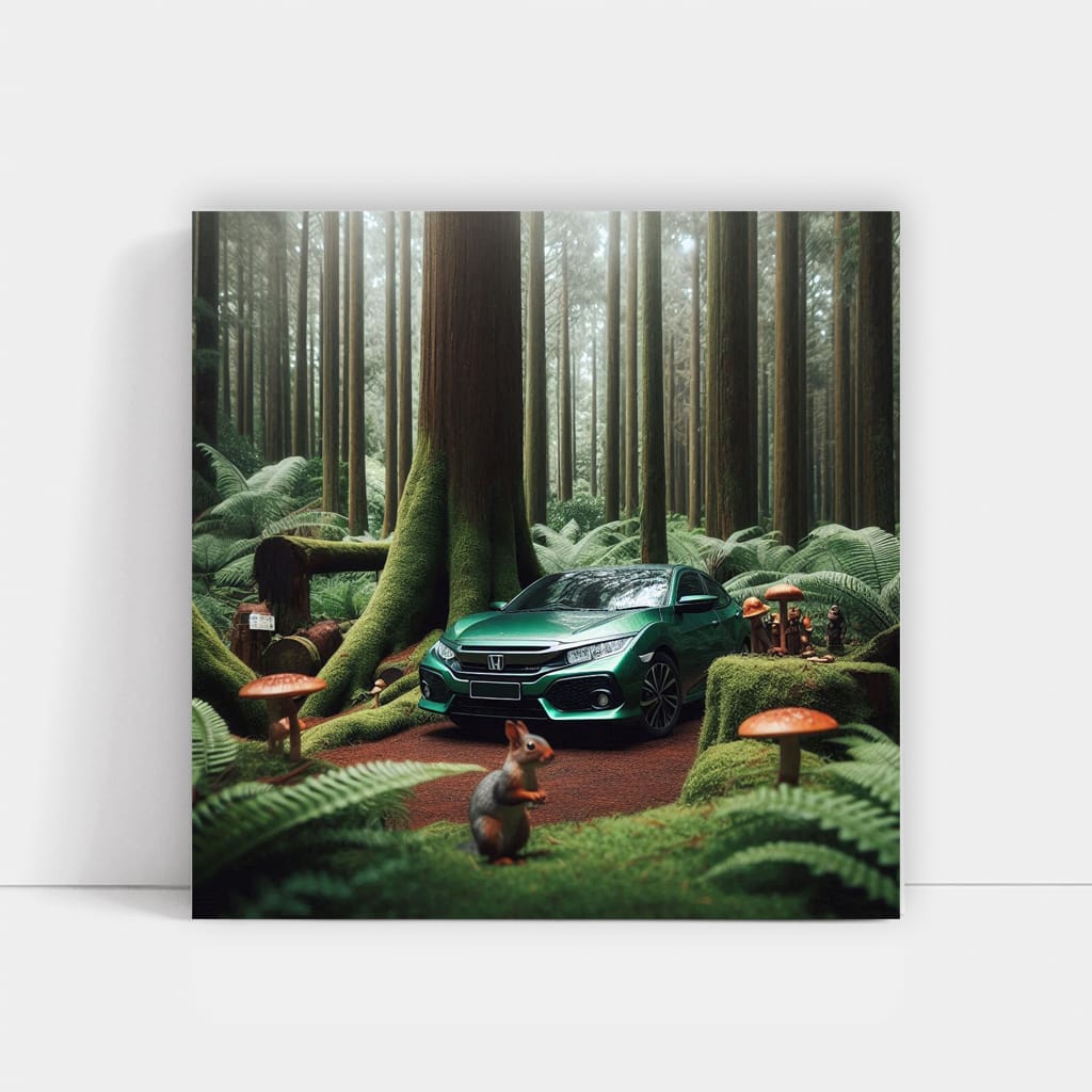 Honda Civic in Forest - Sleek and Efficient Ride